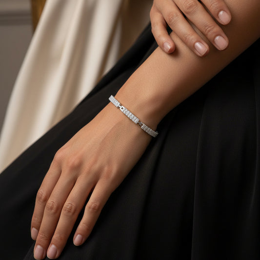 18ct White Gold Diamond Set Bar Bracelet