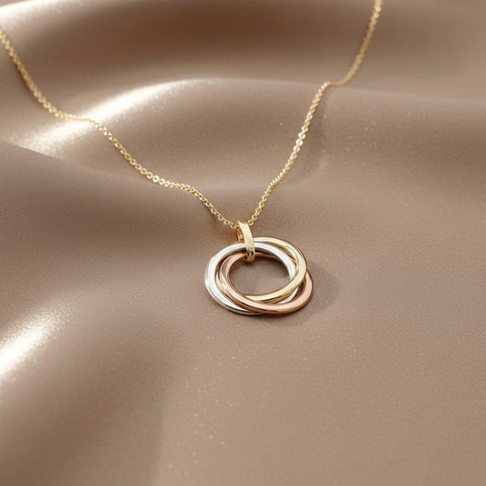 9ct Gold 3 Tone Triple Circle Pendant