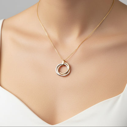 9ct Gold 3 Tone Triple Circle Pendant