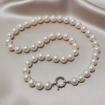 10-11mm White Freshwater Pearl Strand with Sterling Silver Bolt Clasp - 50cm Length