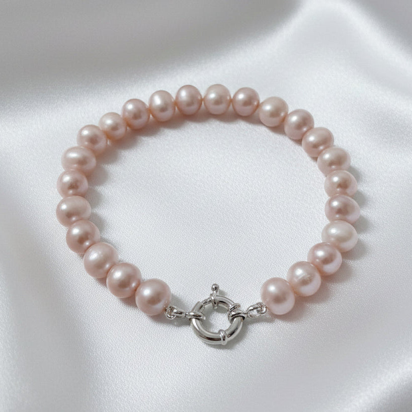 8-9mm Pink Freshwater Pearl Bracelet - 21cm Length