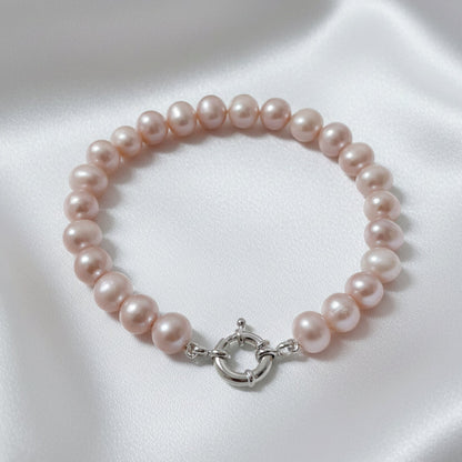8-9mm Pink Freshwater Pearl Bracelet - 21cm Length