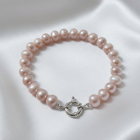 8-9mm Pink Freshwater Pearl Bracelet - 21cm Length