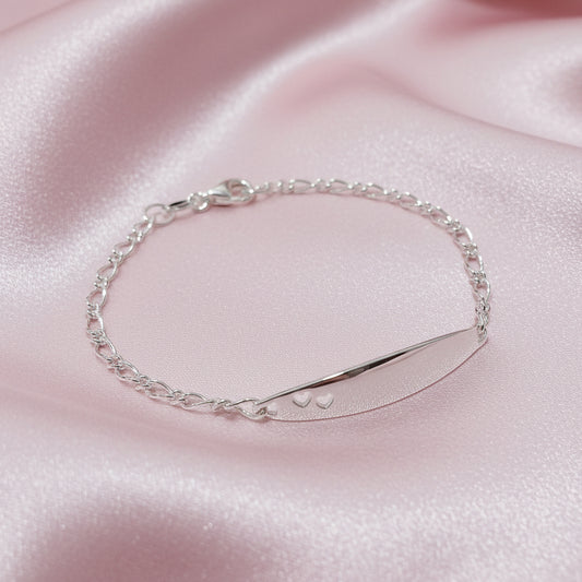 Sterling Silver Baby Double Hearts ID Bracelet