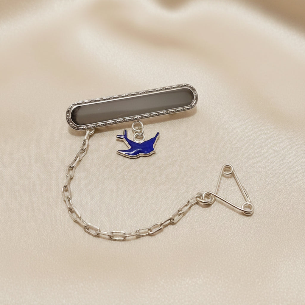 Sterling Silver Baby Brooch with Bluebird Drop