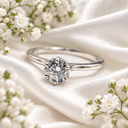 Russ Studios 9ct White Gold 0.59ct Lab Diamond Solitaire Ring - Size M