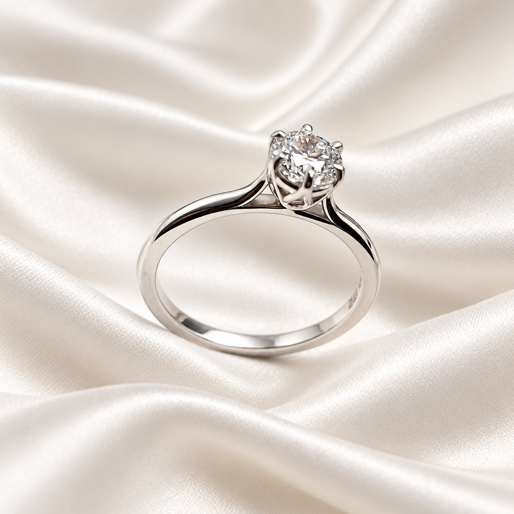 Russ Studios 9ct White Gold 0.59ct Lab Diamond Solitaire Ring - Size M