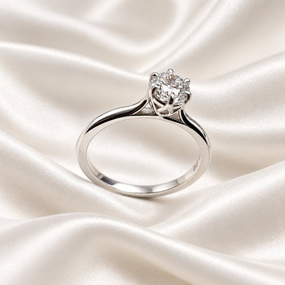 Russ Studios 9ct White Gold 0.59ct Lab Diamond Solitaire Ring - Size M