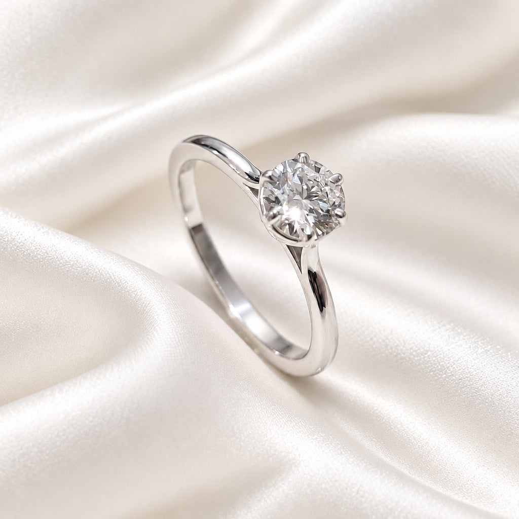 Russ Studios 9ct White Gold 0.59ct Lab Diamond Solitaire Ring - Size M