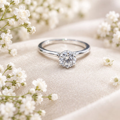 Russ Studios 9ct White Gold 0.59ct Lab Diamond Solitaire Ring - Size M