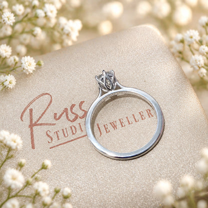Russ Studios 9ct White Gold 0.59ct Lab Diamond Solitaire Ring - Size M