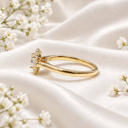 9ct Yellow Gold Oval Illusion 0.51ct LAB Ring - Size N.5