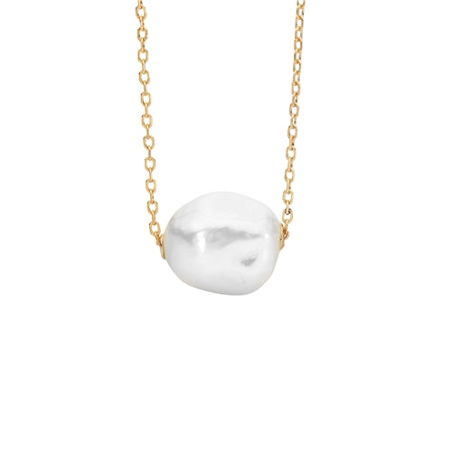 Ellani Sterling Silver Baroque FWP Necklace - Gold