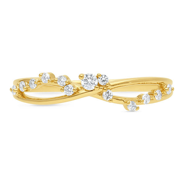 9ct Gold Diamond Set Celebration Ring - Size O