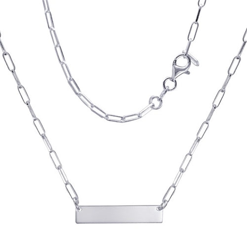 Sterling Silver Cable ID Plate Necklace