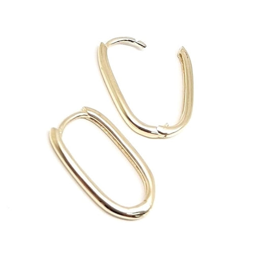 9ct Gold 14.5mm Oval Huggie Earrings