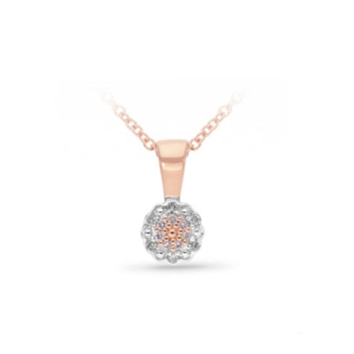 9ct Rose & White Gold Petite Pink Caviar Cluster Argyle Pendant