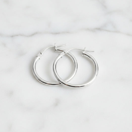 9ct White Gold Silver Filled Hoop Earrings