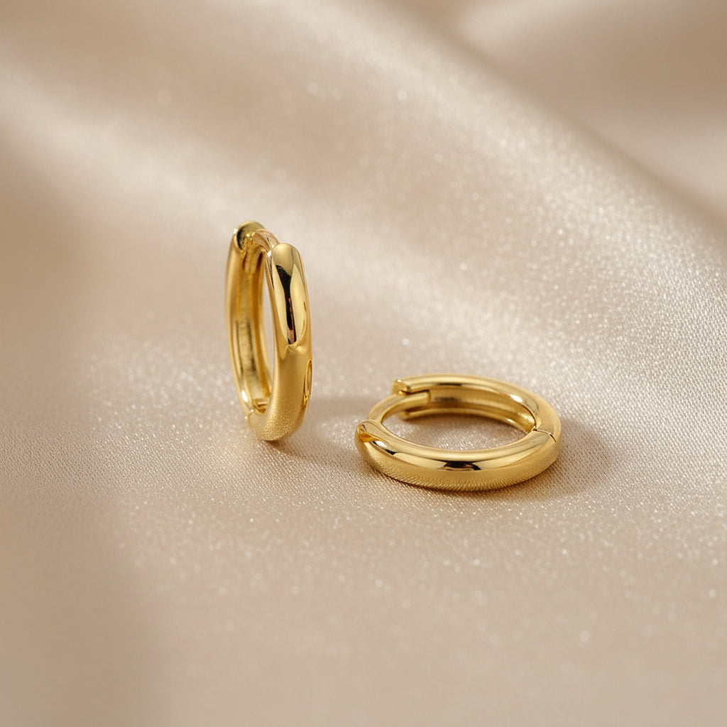 9ct Plain Gold Huggie Earrings (12mm)