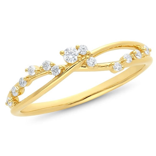 9ct Gold Diamond Set Celebration Ring - Size O