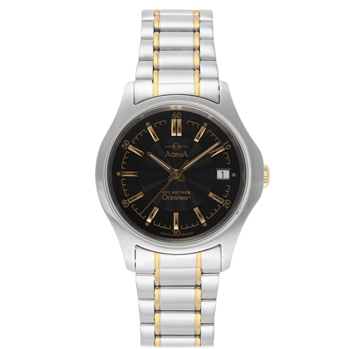 ADINA Oceaneer Sports Watch NK60 2 Tone Silver/Gold with Black Dial