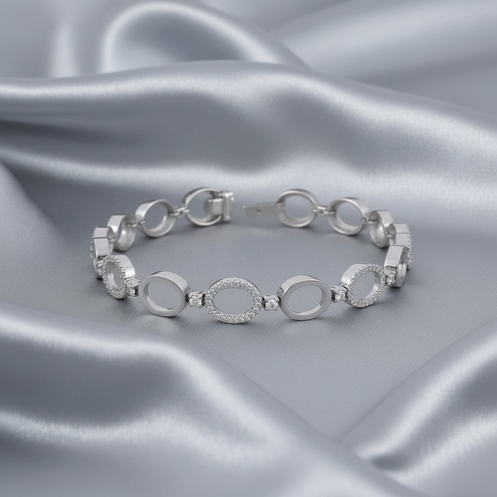 9ct White Gold Diamond Set Bracelet
