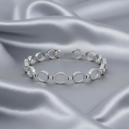 9ct White Gold Diamond Set Bracelet