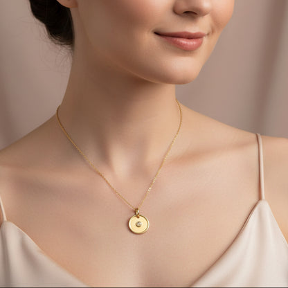 9ct Gold Satin Disk ACD Pendant