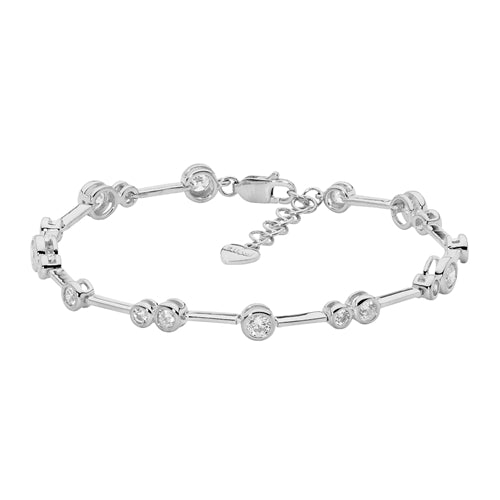 Ellani Sterling Silver Multi Bezel Set CZ Bracelet