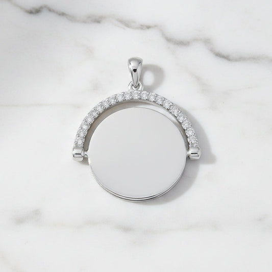 Sterling Silver Spinner Pendant with CZ