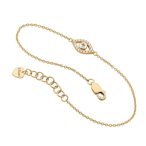 Ellani Sterling Silver Evil Eye Bracelet - Gold