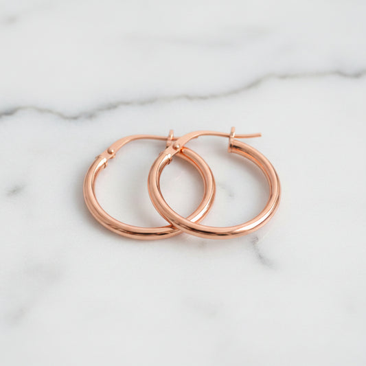9ct Rose Gold Silver Filled Hoop Earrings