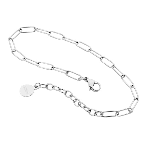 Ellani Stainless Steel Paperclip Chain Bracelet - Silver
