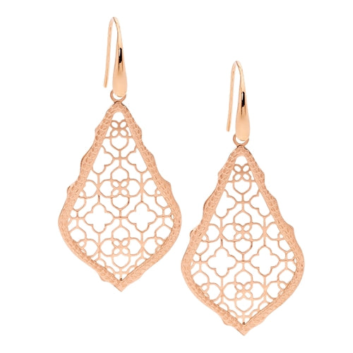 Ellani S/Steel Filigree Earrings - Rose Gold
