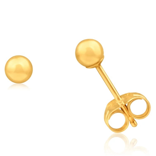 9ct Gold 3mm Ball Stud Earrings