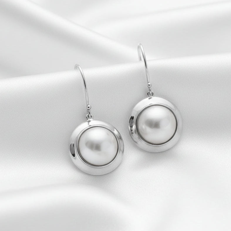 Sterling Silver Mystic Mabe Pearl Drop Earrings