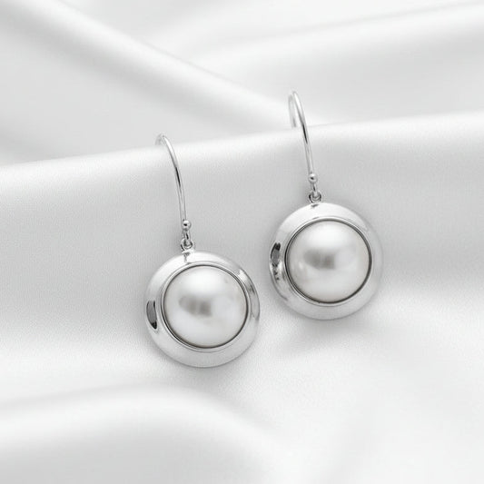 Sterling Silver Mystic Mabe Pearl Drop Earrings