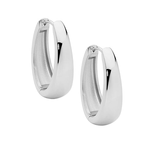 Ellani Stainless Steel Tapered Huggie Earrings - Silver