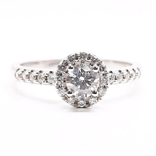 18ct WG Round Diamond Set Ring - Size M