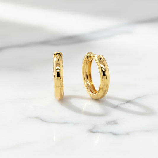 9ct Gold Silver Filled Plain Huggie Earrings