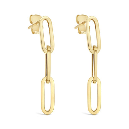 9ct Gold Paperclip Link Drop Earrings