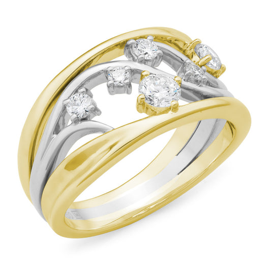 9ct Gold & White Gold Lab Grown Diamonds Ring - Size P
