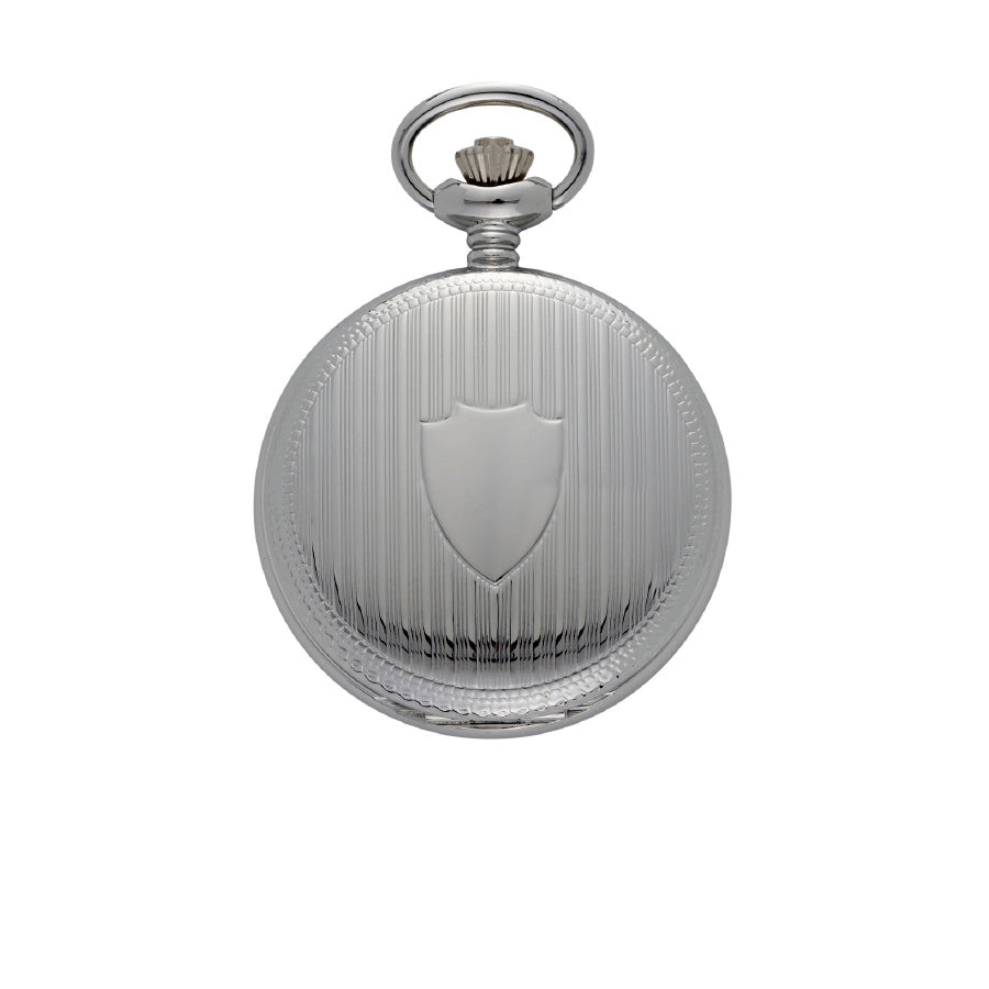 ADINA Kensington Silver Mechanical Pocket Watch with Chain and Box
