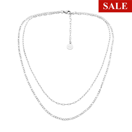 CLEARANCE Ellani Stainless Steel Double Chain - Silver RRP $69