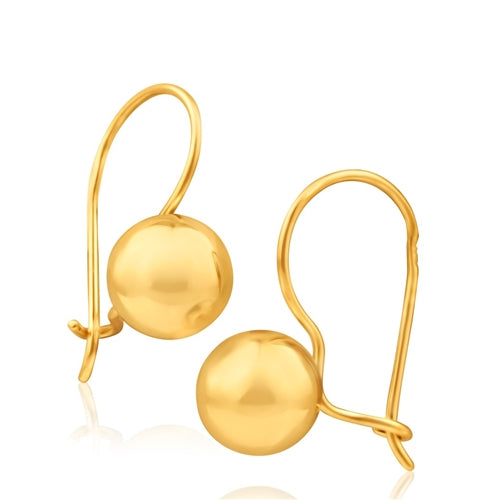 9ct Gold 8mm Euro Ball Earrings