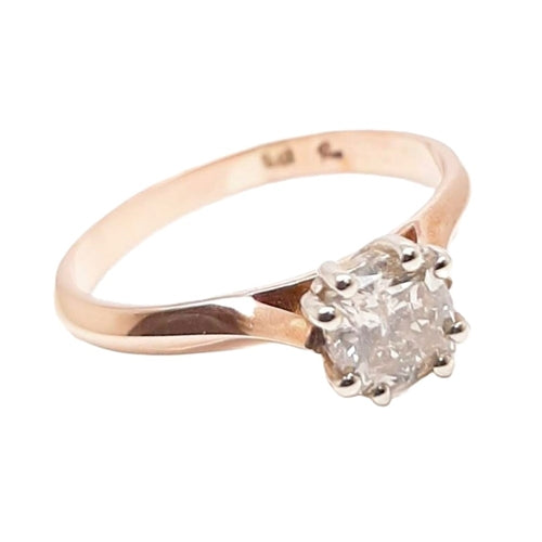 0.54ct 'Gabi Tolkowsky' cut Diamond 9ct Rose & White Gold Ring - Size M