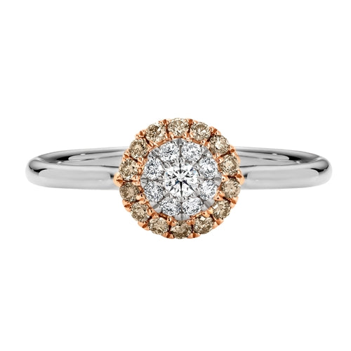 18ct White & Rose Gold 'Neptune' Australian Chocolate Diamond Ring - Size J