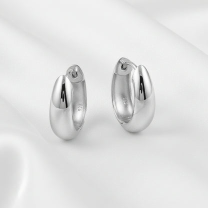 Sterling Silver Oval Tapered Huggie Earrings