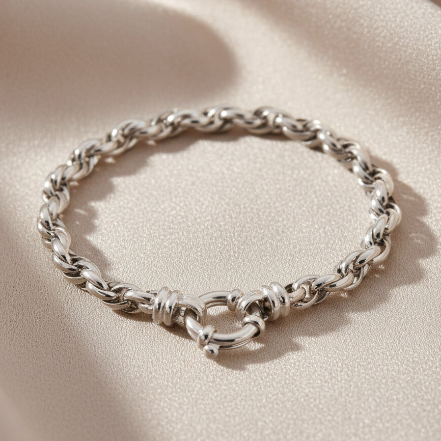 Australian Made Sterling Silver Wheat Link Bracelet with Bolt Ring Clasp