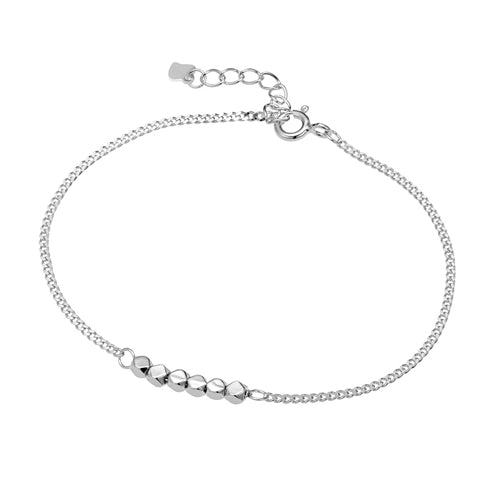 Sterling Silver Bracelet with 6 Cube Beaded Detail